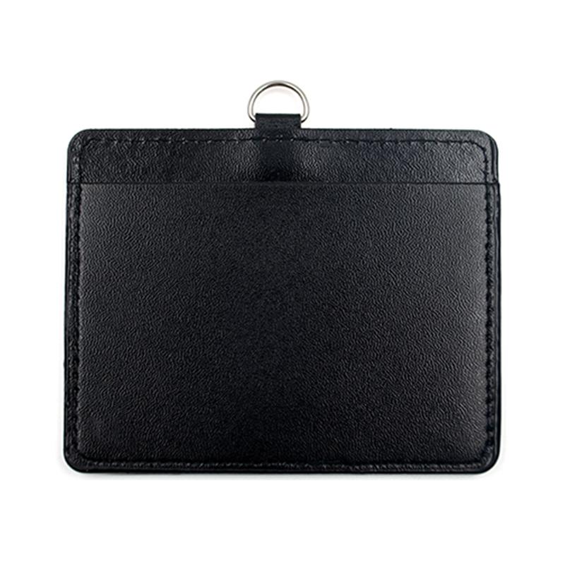 CH03H-Premium PU Leather ID Card Holder Horizontal - Black